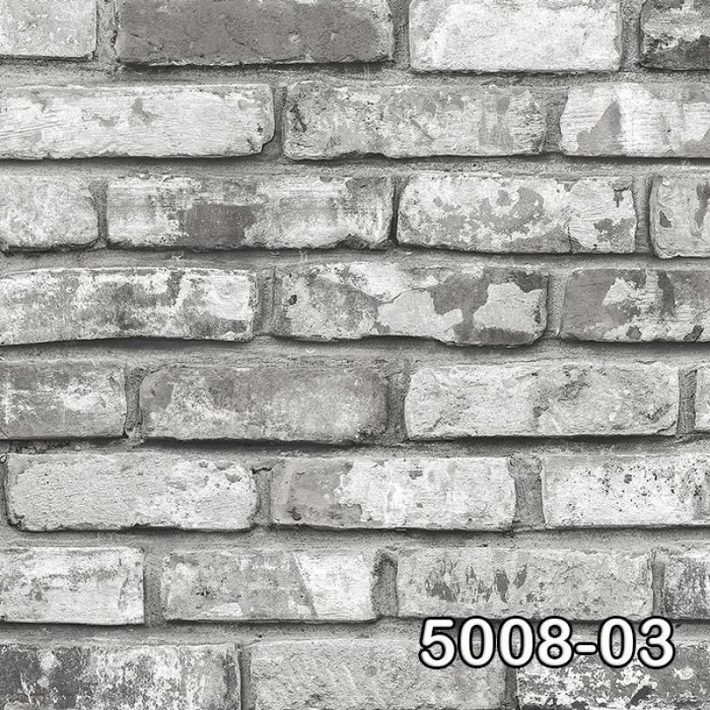 DECO STONE 3 BOYUTLU GRİ KREMİT TAŞ DUVAR KAĞIDI 16,5 m2 - 5008-03