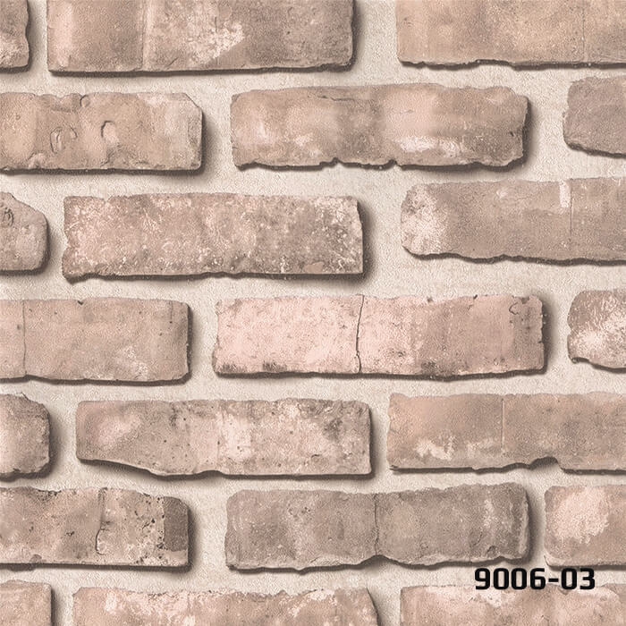 DECO STONE 3 BOYUTLU KAHVE DOĞAL TUĞLA TAŞ DUVAR KAĞIDI 16,5 m2 - 9006-03